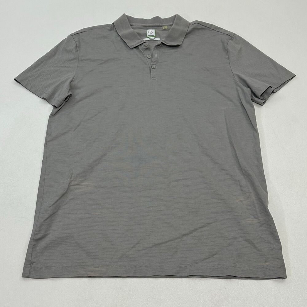 Calvin Klein One Polo‎ Shirt Gray Three-Button Placket Ultra Slim Fit, Size L